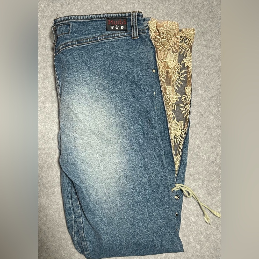 Y2K Mudd Juniors Size 11 Flare Lace Tie Up Jeans